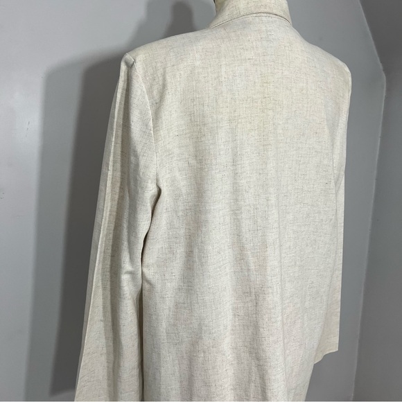 Vintage Linen Blazer Jacket Longline Jacket Neutral Spring Top Lightweight Layer - Picture 9 of 9